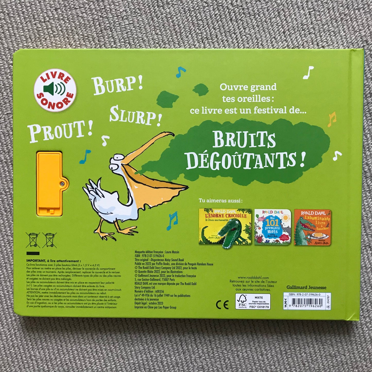 Dahl, Roald & Q. Blake - Le livre des bruits dégoûtants (livre sonore)