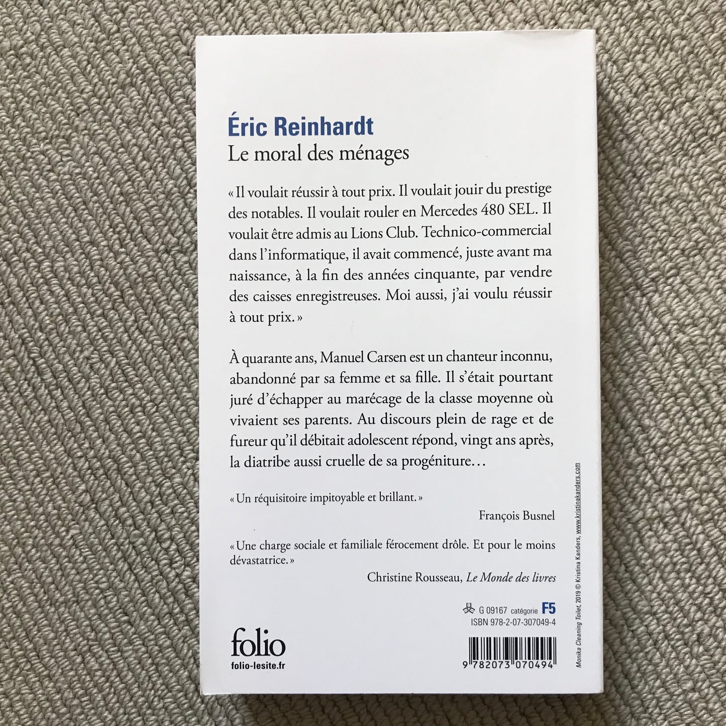 Reinhardt, Eric - Le moral des ménages
