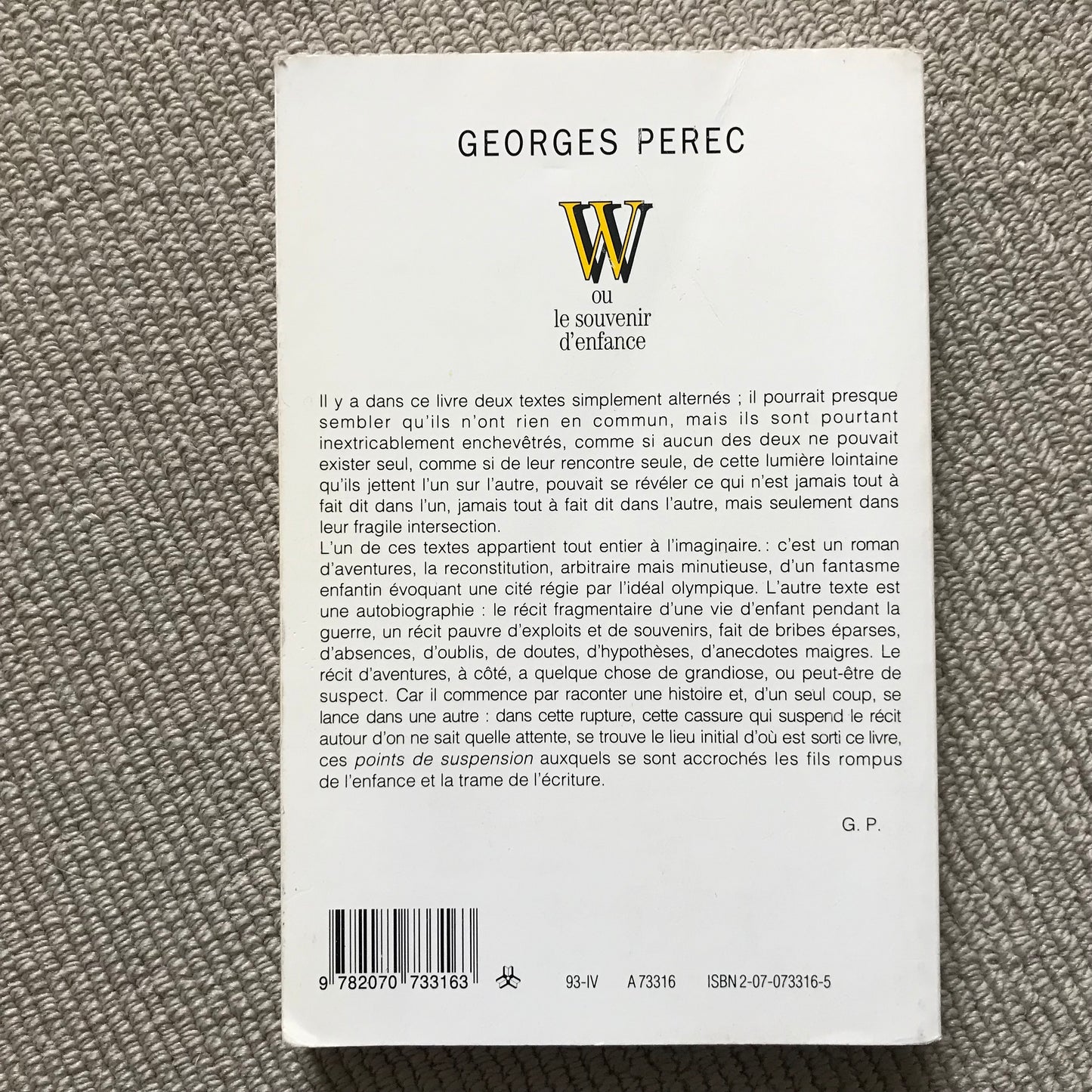 Perec, Georges - W ou le souvenir d’enfance