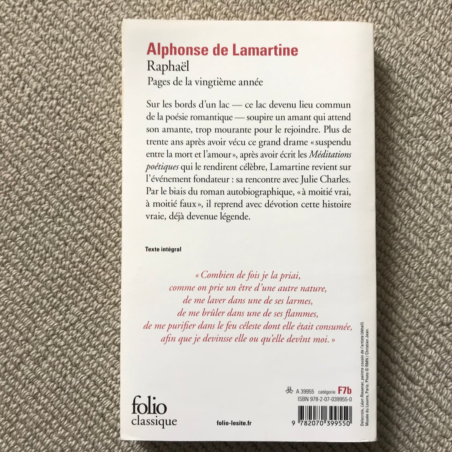 Lamartine de, Alphonse - Raphaël