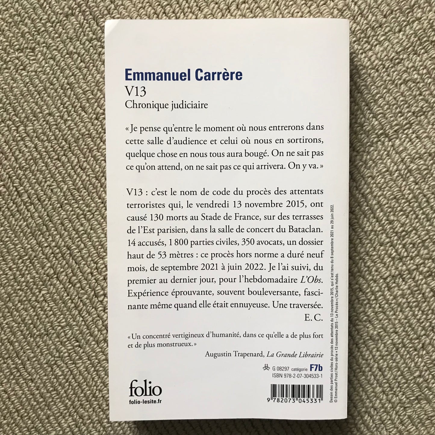 Carrère, Emmanuel - V13, chronique judiciaire
