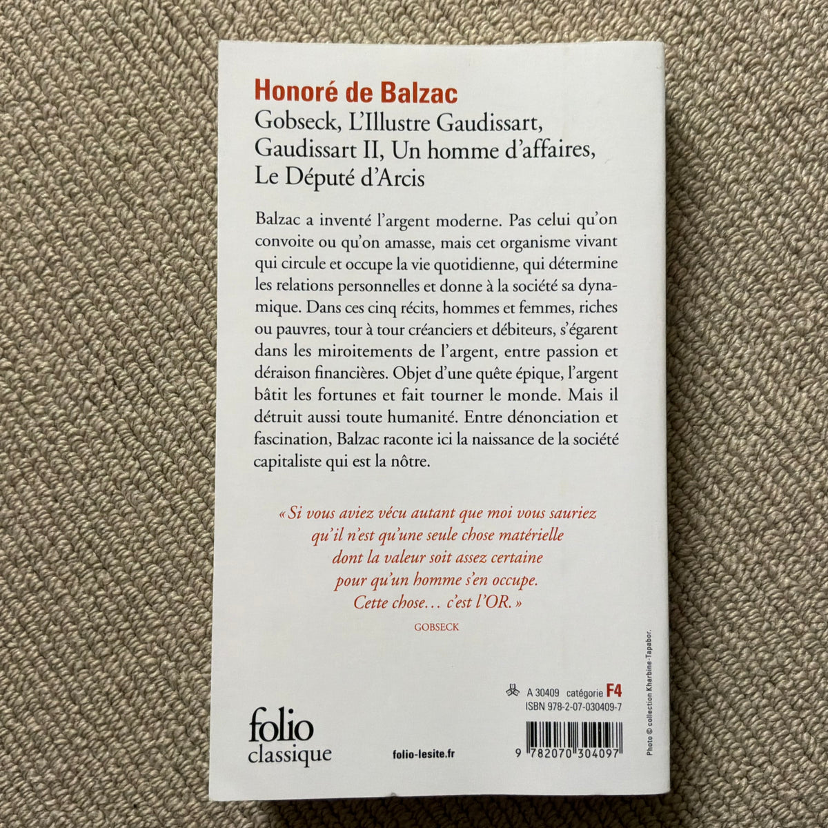 Balzac de, Honoré - Gobseck et autres récits d’argent