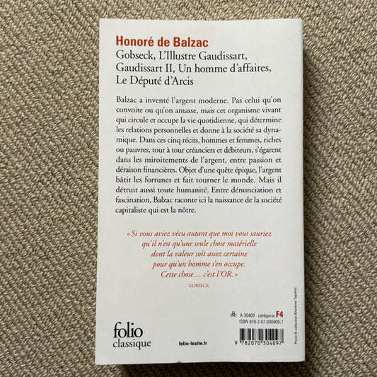 Balzac de, Honoré - Gobseck et autres récits d’argent
