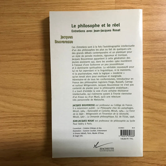 Bouveresse, Jacques - Le philosophe et le réel, entretiens avec JJ Rosat