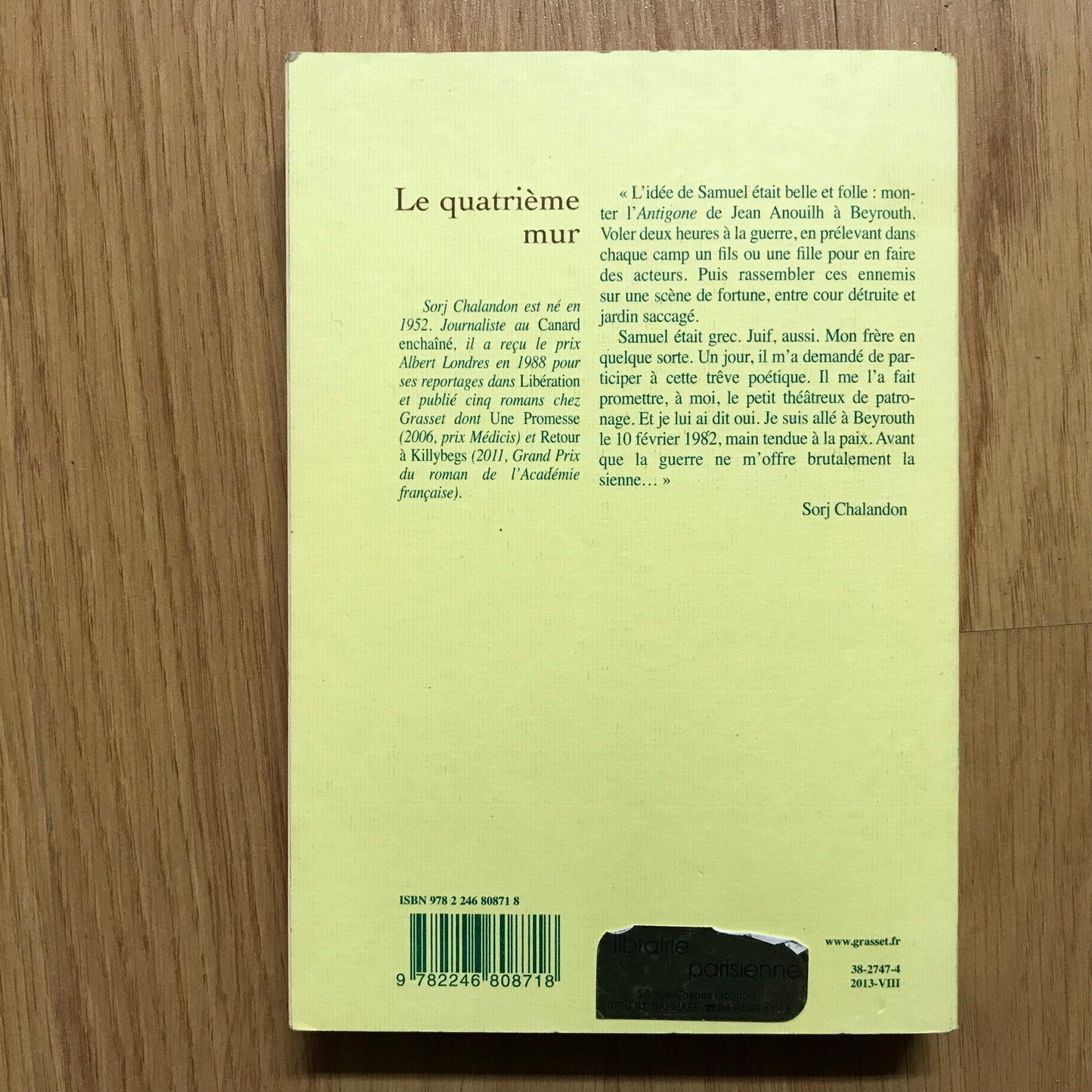 Chalandon, Sorj - Le quatrième mur