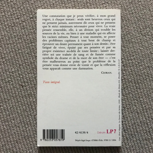 Cioran - Sur les cimes du désespoir