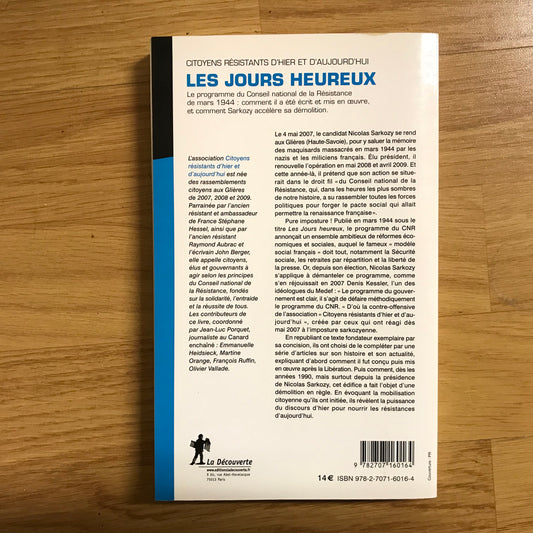 Les jours heureux, Le programme du conseil national de la résistance de Mars 1944