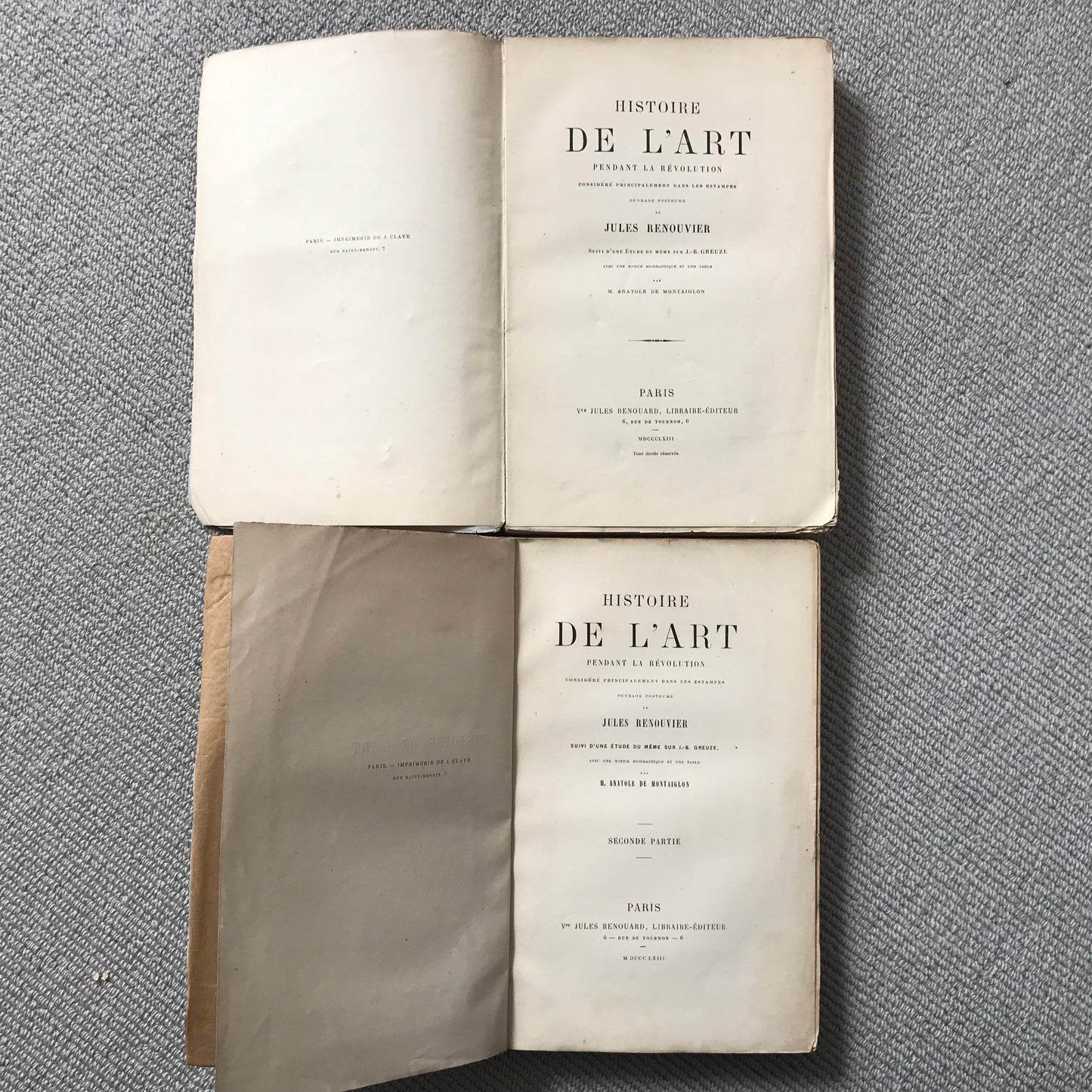 Renouvier, Jules - Histoire de l’Art pendant la révolution (2 volumes)