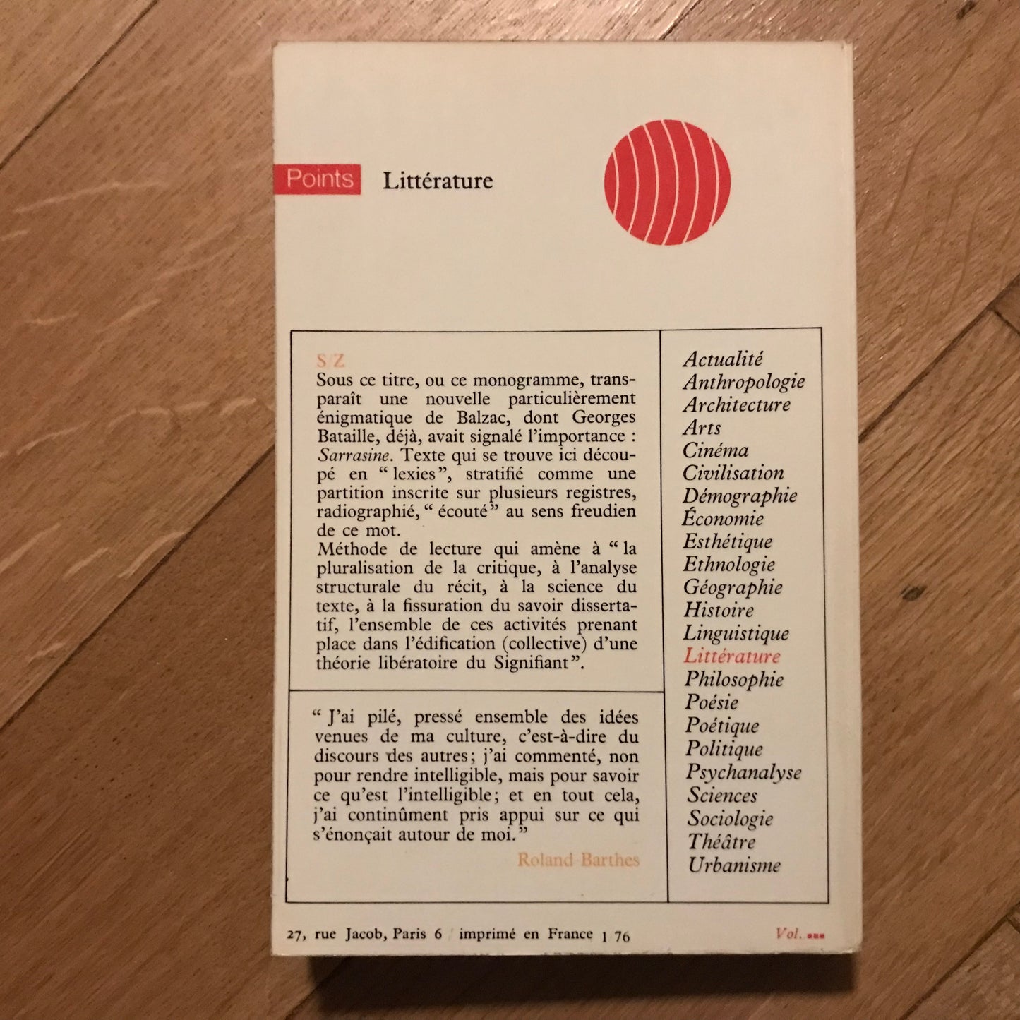 Barthes, Roland - S/Z