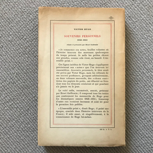 Hugo, Victor - Souvenirs personnels