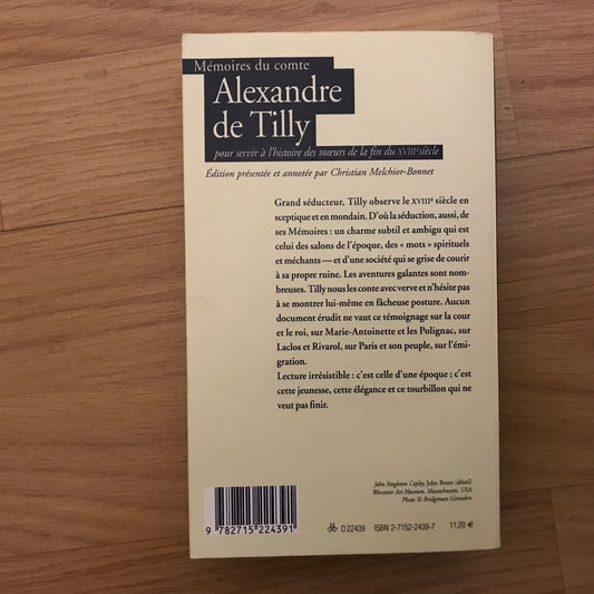 Comte Alexandre de Tilly, Mémoires
