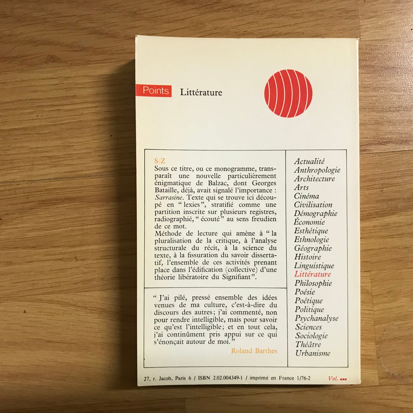 Barthes, Roland - S/Z