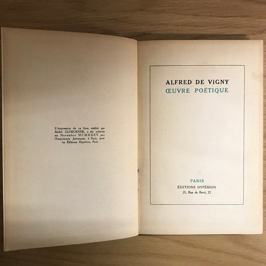 Vigny de, Alfred - Œuvre poétique