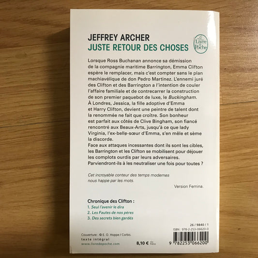 Archer, Jeffrey - Juste retour des choses