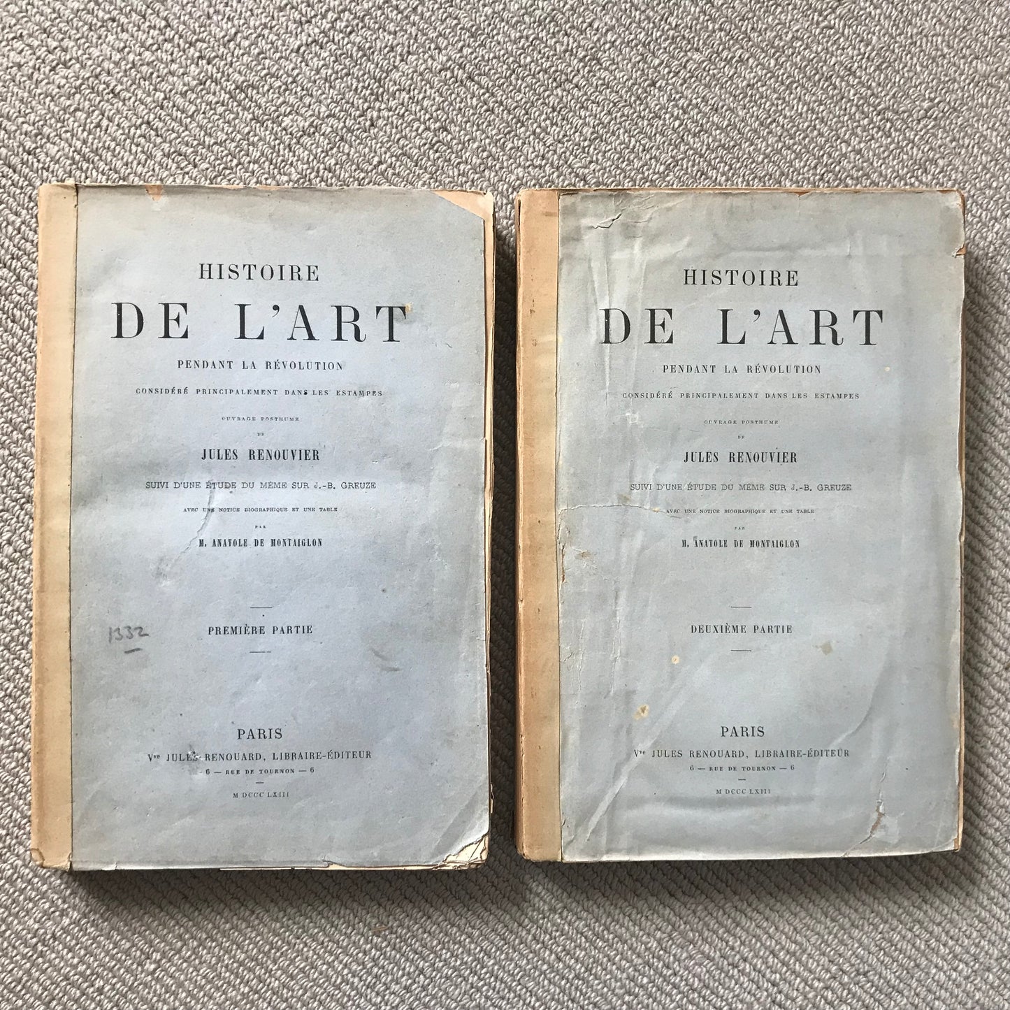 Renouvier, Jules - Histoire de l’Art pendant la révolution (2 volumes)
