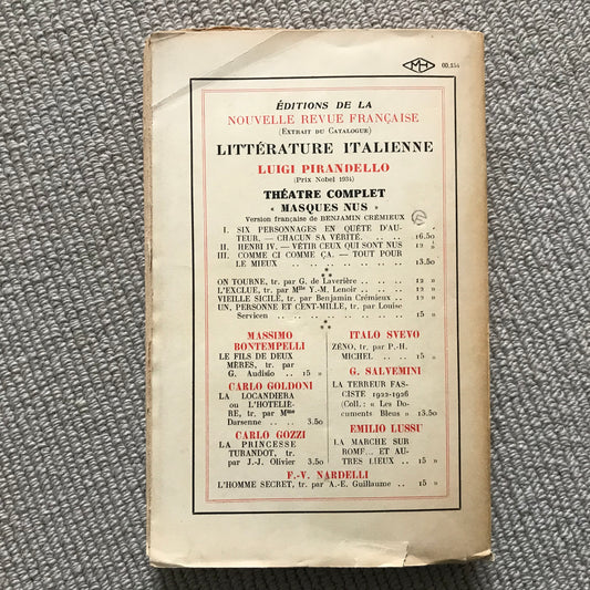 Pirandello, Luigi - Six personnages en quête d’auteur & Chacun sa vérité