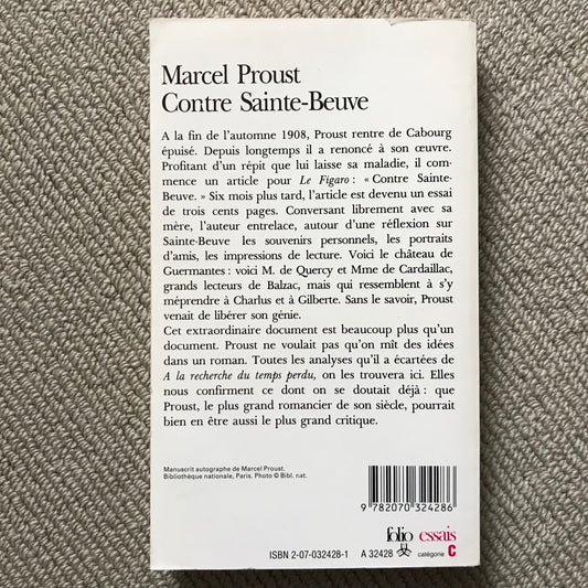 Proust, Marcel - Contre Sainte-Beuve