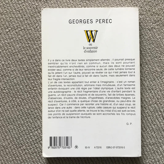 Perec, Georges - W ou le souvenir d’enfance