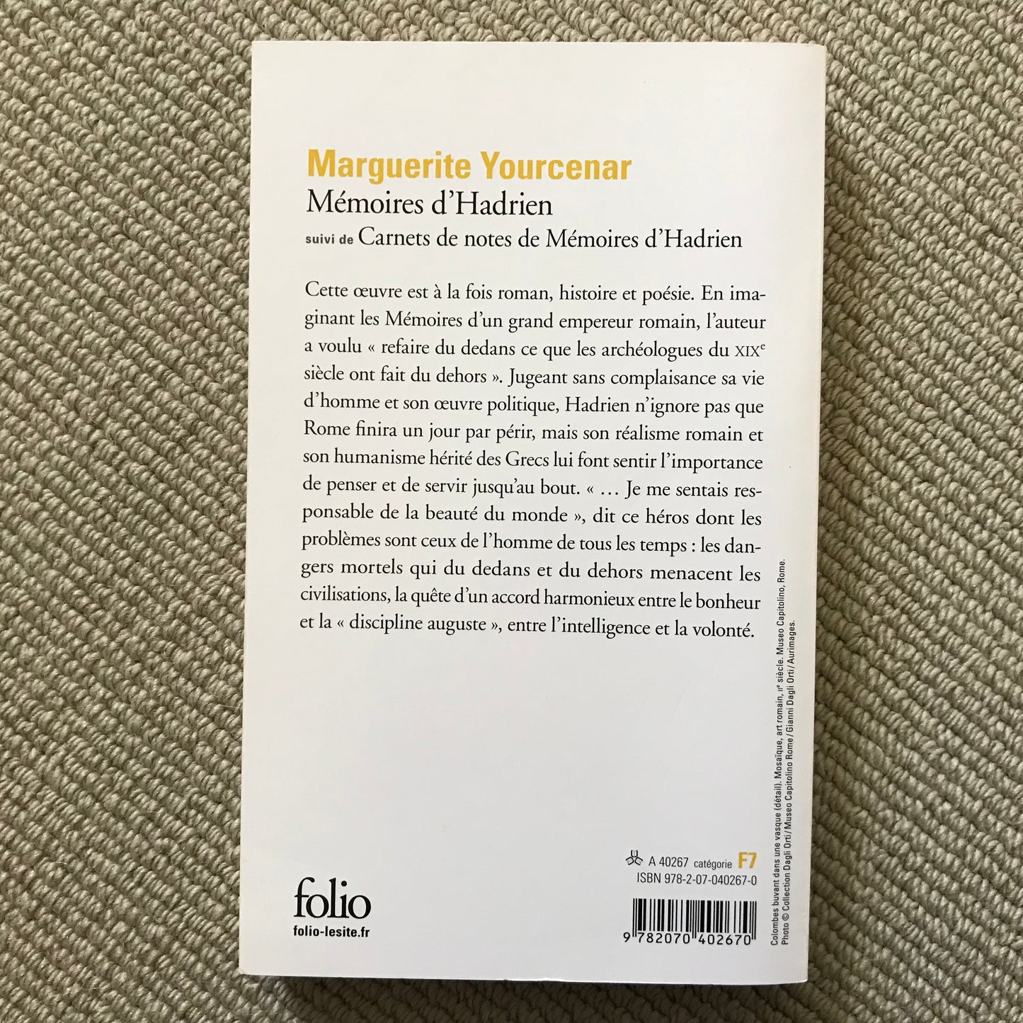 Yourcenar, Marguerite - Mémoires d’Hadrien