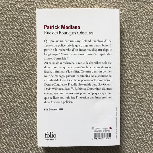 Modiano, Patrick - Rue des Boutiques Obscures