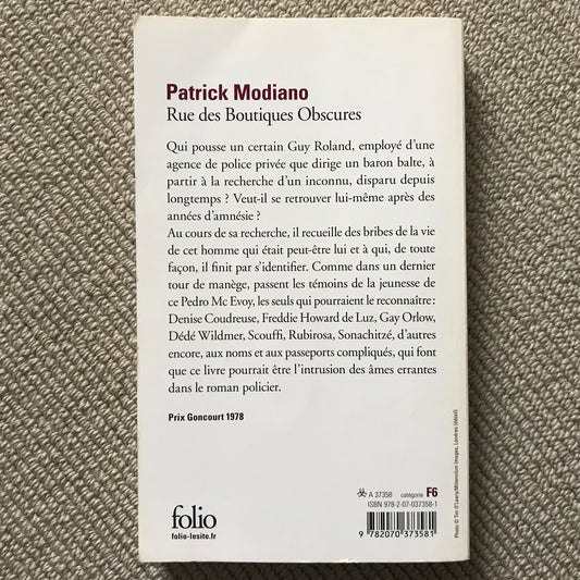 Modiano, Patrick - Rues des boutiques obscures