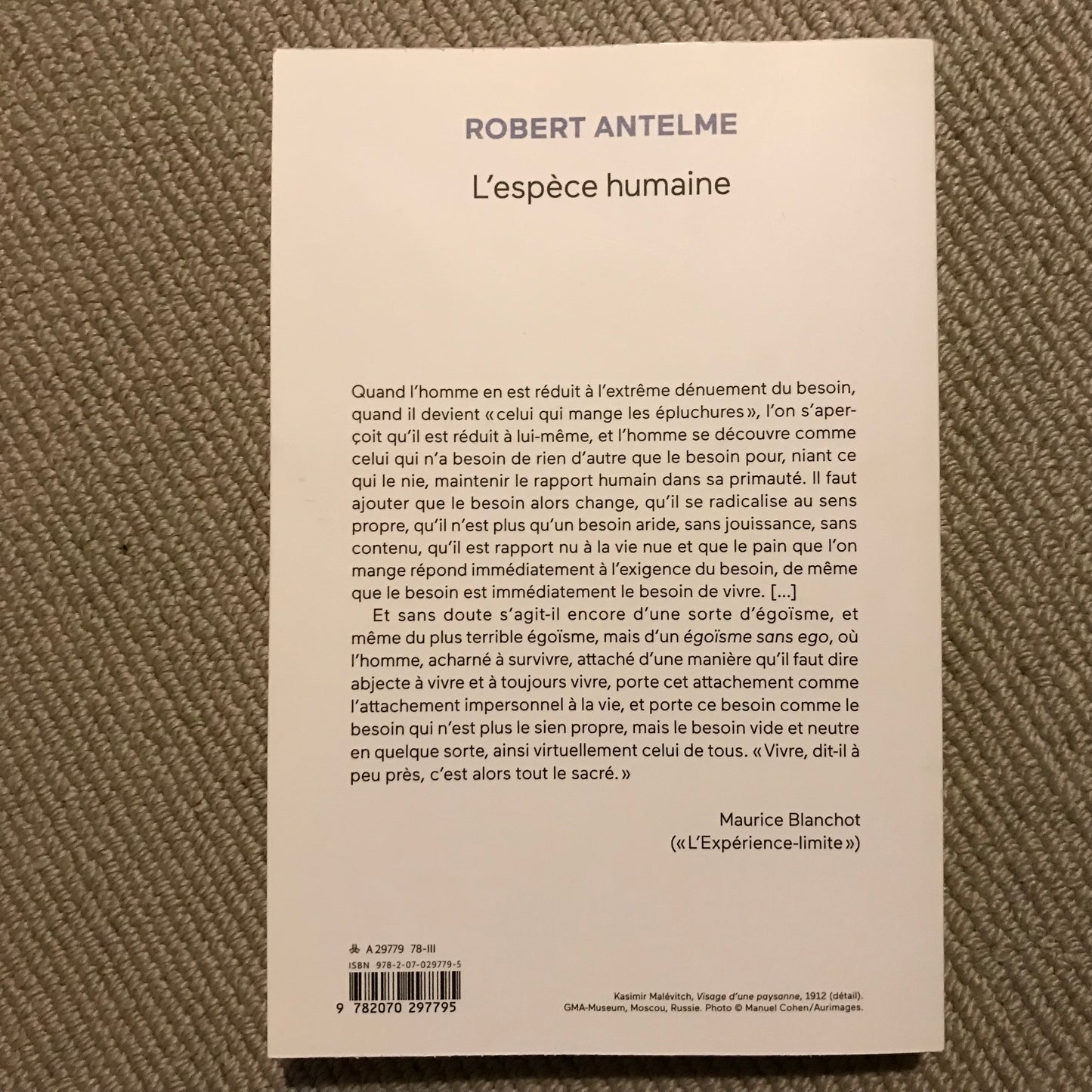 Antelme, Robert - L’espèce humaine
