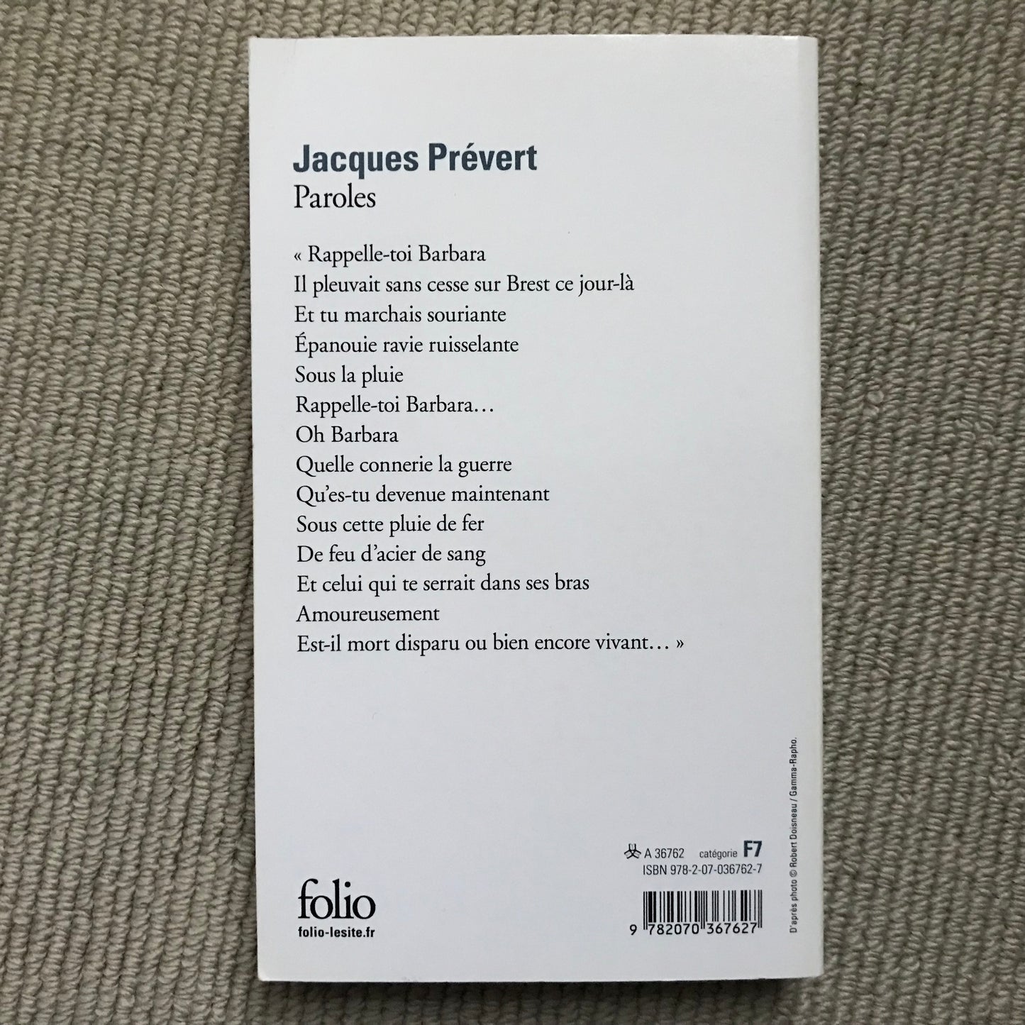 Prévert, Jacques - Paroles