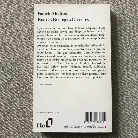 Modiano, Patrick - Rue des boutiques obscures