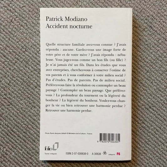 Modiano, Patrick - Accident nocturne