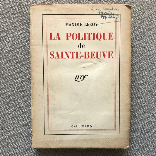 Leroy, Maxime - La politique de Sainte-Beuve