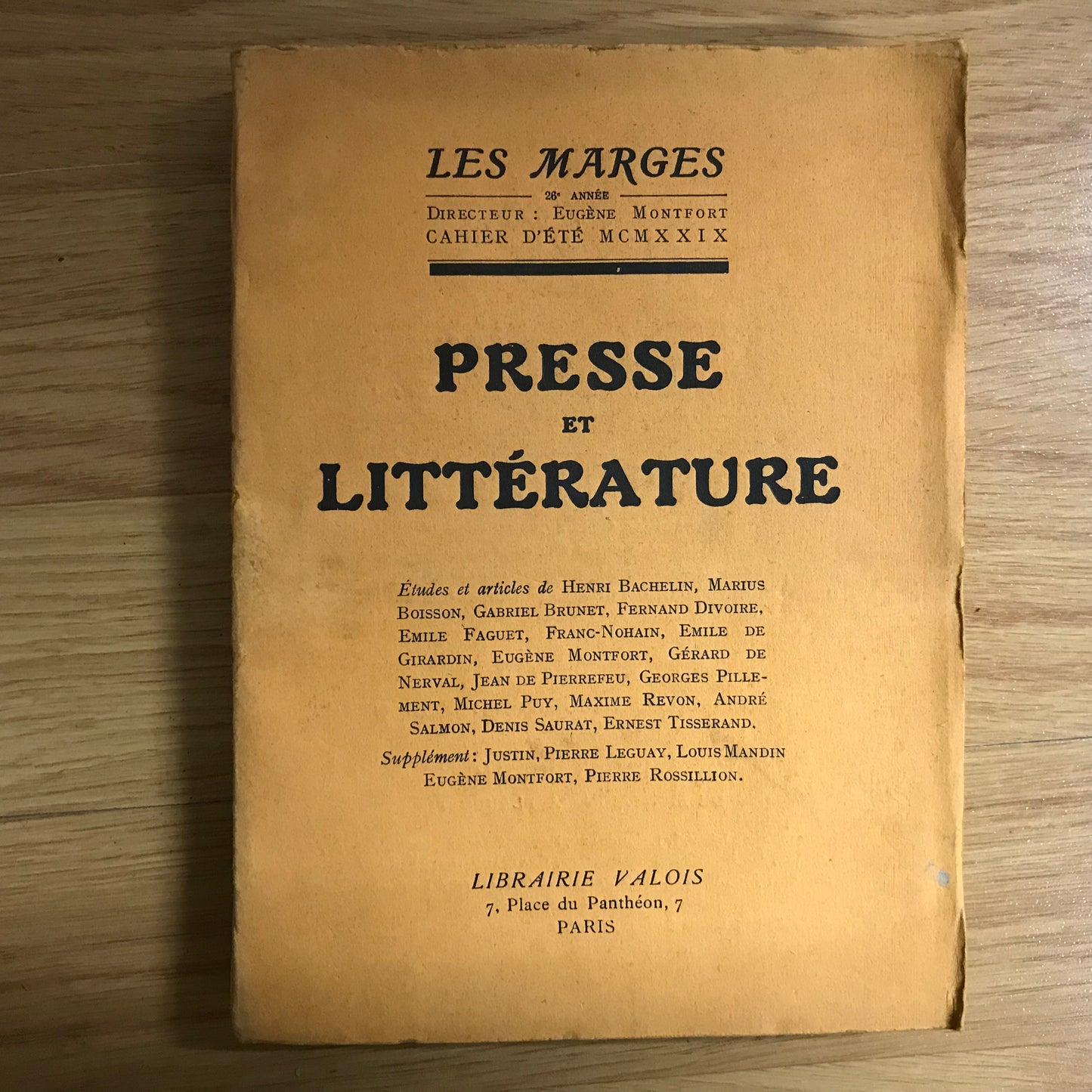 Presse et littérature - Cahier d’été 1929