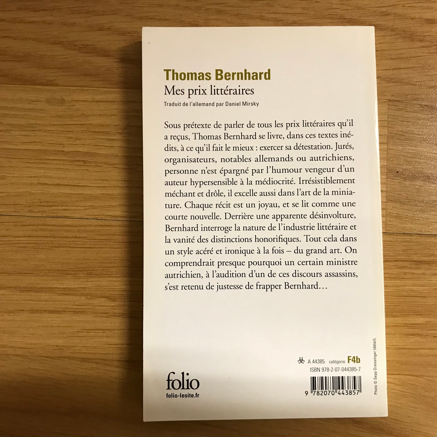 Bernhard, Thomas - Mes prix littéraires