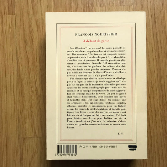 Nourissier, François - A défaut de génie