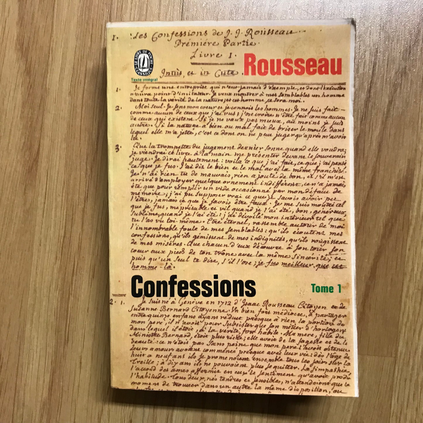 Rousseau - Confessions Tome 1