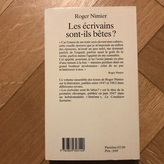 Nimier, Roger - Les écrivains sont-ils bêtes?